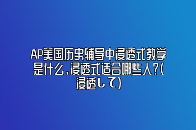 AP美国历史辅导中浸透式教学是什么，浸透式适合哪些人？(浸透して)