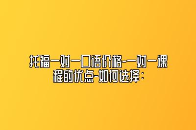 托福一对一口语价格-一对一课程的优点-如何选择：