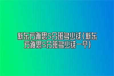 新东方雅思5分班多少钱(新东方雅思5分班多少钱一个)