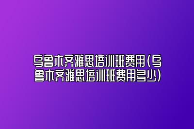 乌鲁木齐雅思培训班费用(乌鲁木齐雅思培训班费用多少)