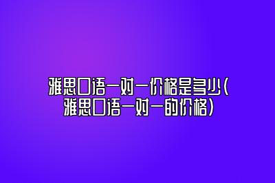 雅思口语一对一价格是多少(雅思口语一对一的价格)