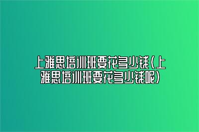 上雅思培训班要花多少钱(上雅思培训班要花多少钱呢)