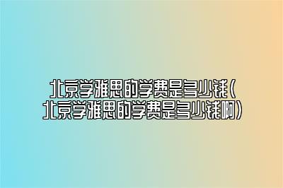 北京学雅思的学费是多少钱(北京学雅思的学费是多少钱啊)