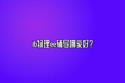 ib物理ee辅导哪家好？