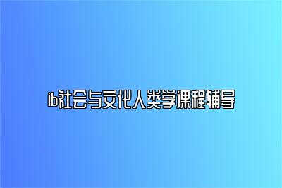 ib社会与文化人类学课程辅导