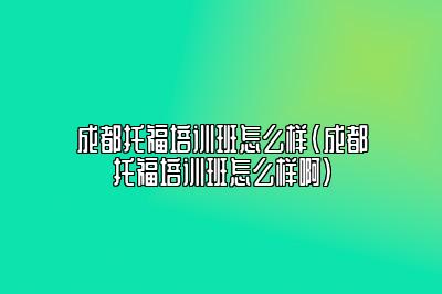 成都托福培训班怎么样(成都托福培训班怎么样啊)