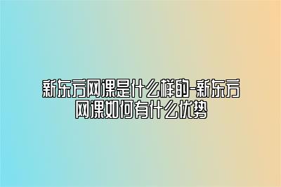 新东方网课是什么样的-新东方网课如何有什么优势