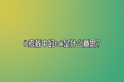 ib考核中的tok是什么意思？