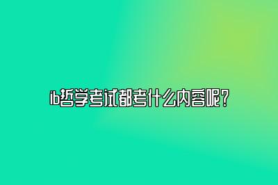 ib哲学考试都考什么内容呢？