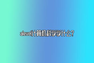 alevel计算机科学学什么？