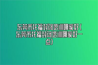 东莞市托福封闭培训哪家好(东莞市托福封闭培训哪家好一点)