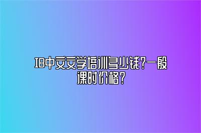 IB中文文学培训多少钱？一般课时价格？