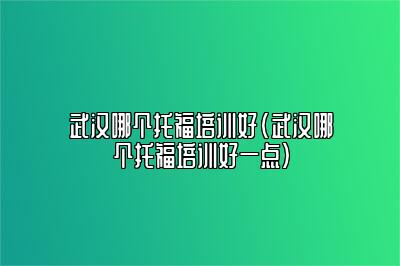 武汉哪个托福培训好(武汉哪个托福培训好一点)