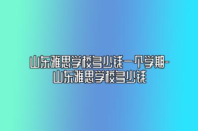 山东雅思学校多少钱一个学期-山东雅思学校多少钱