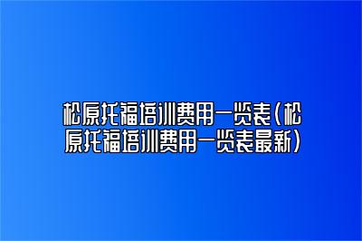 松原托福培训费用一览表(松原托福培训费用一览表最新)