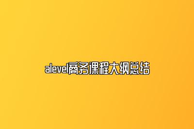 alevel商务课程大纲总结