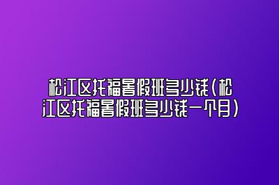 松江区托福暑假班多少钱(松江区托福暑假班多少钱一个月)