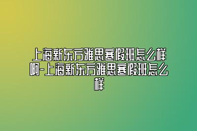 上海新东方雅思寒假班怎么样啊-上海新东方雅思寒假班怎么样