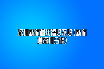 深圳新航道托福好不好(新航道深圳分校)