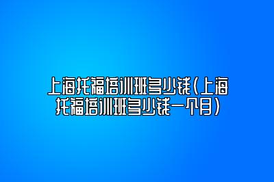 上海托福培训班多少钱(上海托福培训班多少钱一个月)