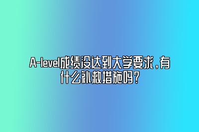 A-level成绩没达到大学要求，有什么补救措施吗？