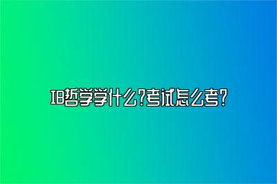 IB哲学学什么？考试怎么考？