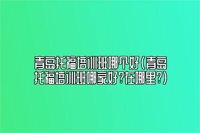 青岛托福培训班哪个好(青岛托福培训班哪家好?在哪里?)