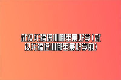 武汉托福培训哪里最好学(武汉托福培训哪里最好学的)