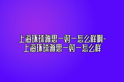 上海环球雅思一对一怎么样啊-上海环球雅思一对一怎么样