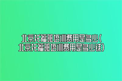 北京托福班培训费用是多少(北京托福班培训费用是多少钱)