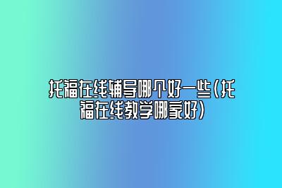 托福在线辅导哪个好一些(托福在线教学哪家好)