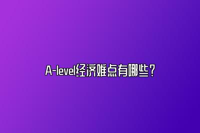 A-level经济难点有哪些？