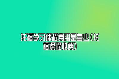 托福学习课程费用是多少(托福课程收费)