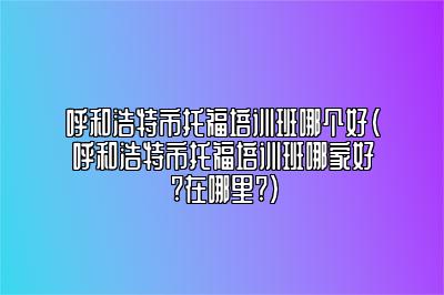 呼和浩特市托福培训班哪个好(呼和浩特市托福培训班哪家好?在哪里?)