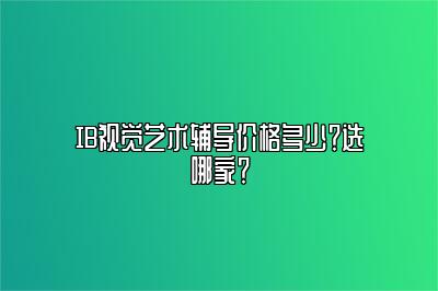 IB视觉艺术辅导价格多少？选哪家？