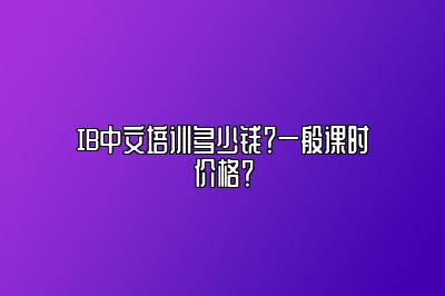 IB中文培训多少钱？一般课时价格？