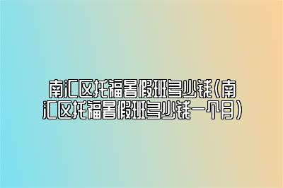 南汇区托福暑假班多少钱(南汇区托福暑假班多少钱一个月)