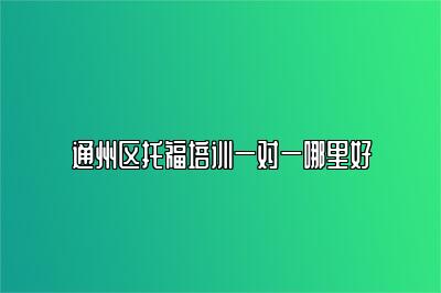 通州区托福培训一对一哪里好