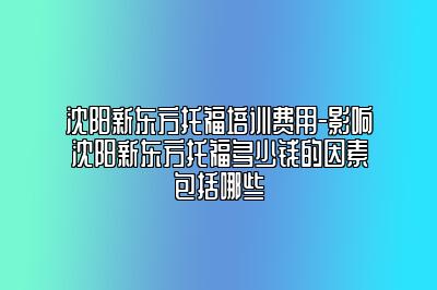 沈阳新东方托福培训费用-影响沈阳新东方托福多少钱的因素包括哪些