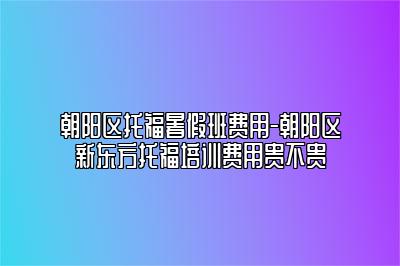 朝阳区托福暑假班费用-朝阳区新东方托福培训费用贵不贵