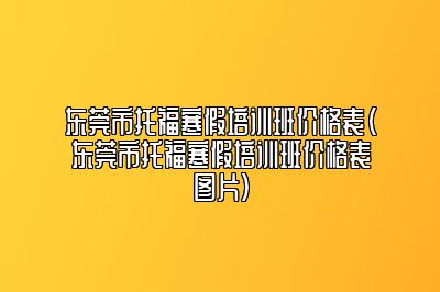 东莞市托福寒假培训班价格表(东莞市托福寒假培训班价格表图片)