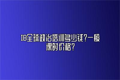 IB全球政治培训多少钱？一般课时价格？