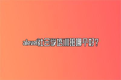 alevel社会学培训班哪个好？