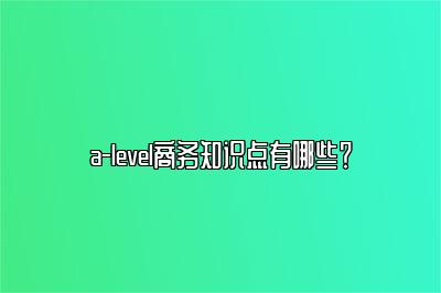 a-level商务知识点有哪些？