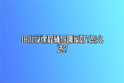 IB小学课程辅导哪家好？怎么选？