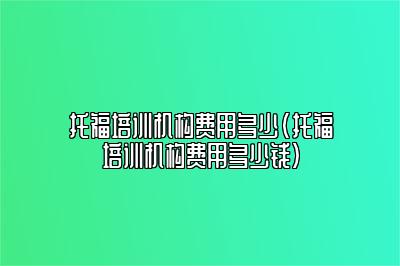 托福培训机构费用多少(托福培训机构费用多少钱)