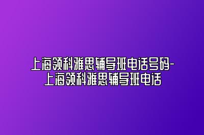 上海领科雅思辅导班电话号码-上海领科雅思辅导班电话