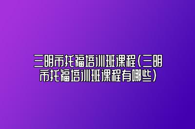 三明市托福培训班课程(三明市托福培训班课程有哪些)