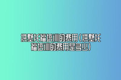 拱墅托福培训的费用(拱墅托福培训的费用是多少)