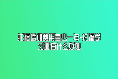 托福培训费用多少一年-托福学习班有什么好处